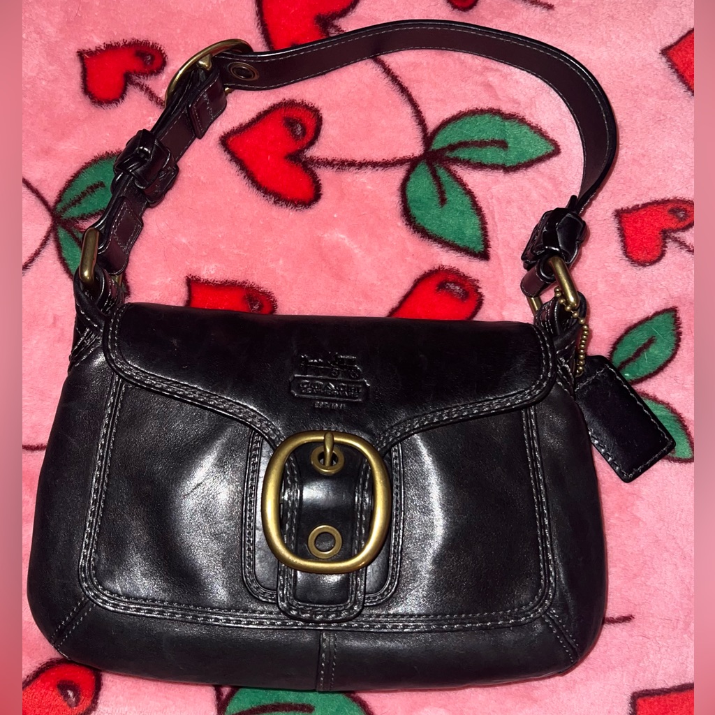 Coach Bleecker Legacy Tattersall Flap Shoulder Bag Black 11427 Y2k Vintage Euc